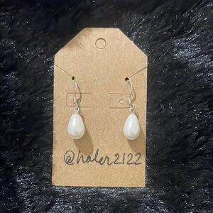 White Teardrop Pearl Earrings